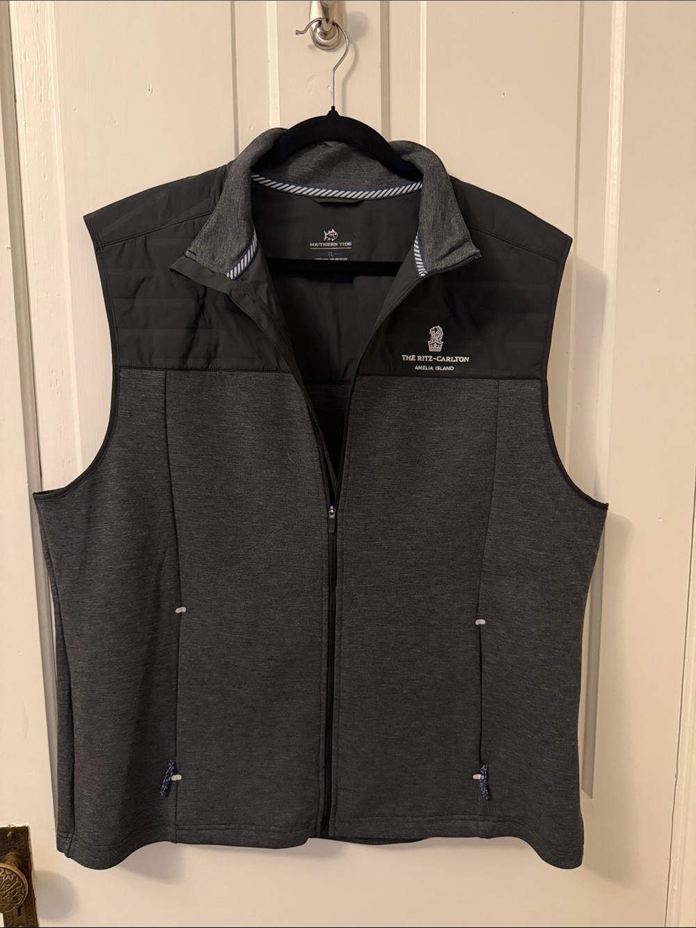 Southern Tide Mens Charcoal Gray Full-Zip Vest